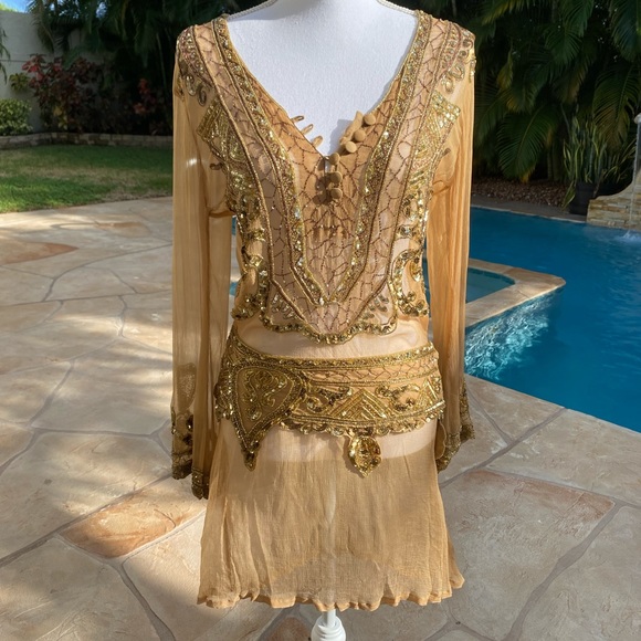 Stunning couture gold dress - Picture 3 of 11